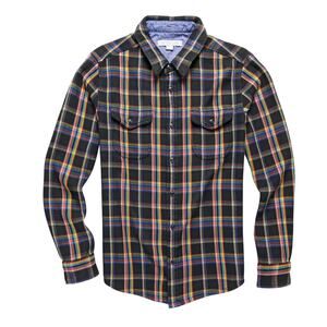 Outerknown Blanket Shirt Size Small Black Rainbow Plaid Organic Cotton MSRP $148